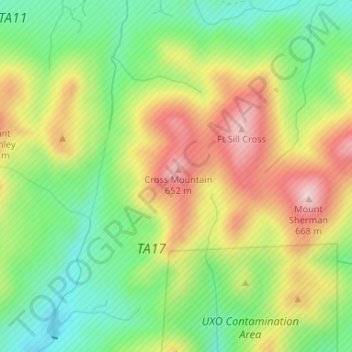 Mappa topografica Cross Mountain, altitudine, rilievo
