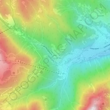 Mappa topografica Ganz, altitudine, rilievo