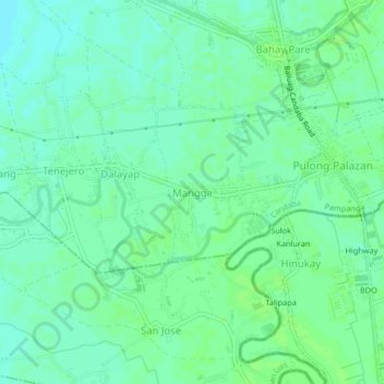 Mappa topografica Mangga, altitudine, rilievo