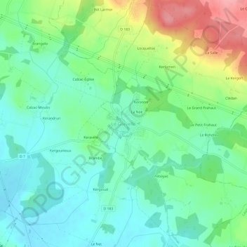 Mappa topografica Le Gorvello, altitudine, rilievo