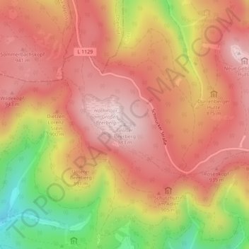 Mappa topografica Großer Beerberg, altitudine, rilievo