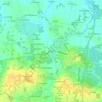 Mappa topografica Boisdon, altitudine, rilievo
