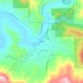 Mappa topografica Lewiston, altitudine, rilievo