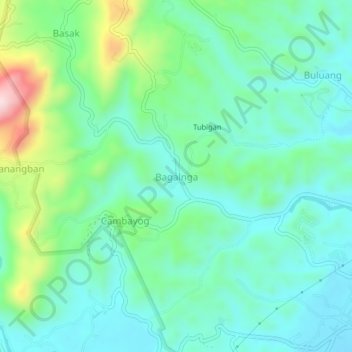Mappa topografica Bagalnga, altitudine, rilievo