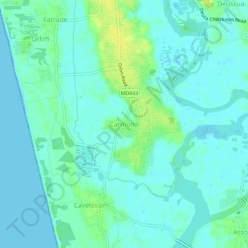 Mappa topografica Carmona, altitudine, rilievo