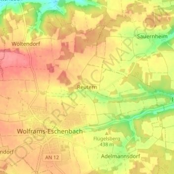 Mappa topografica Reutern, altitudine, rilievo