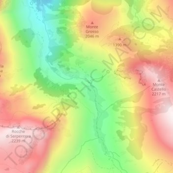 Mappa topografica Porta di Pian Marchisio, altitudine, rilievo
