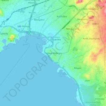 Mappa topografica Palaio Faliro, altitudine, rilievo