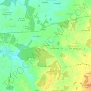 Mappa topografica Les Dupins, altitudine, rilievo