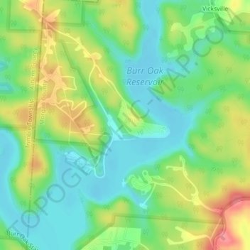 Mappa topografica Burr Oak State Park, altitudine, rilievo