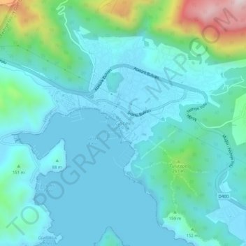 Mappa topografica Göcek, altitudine, rilievo