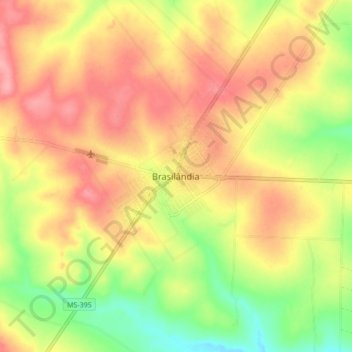 Mappa topografica Brasilândia, altitudine, rilievo