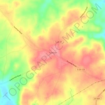 Mappa topografica Taxahaw, altitudine, rilievo