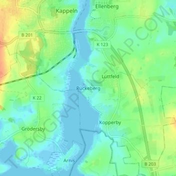 Mappa topografica Rückeberg, altitudine, rilievo