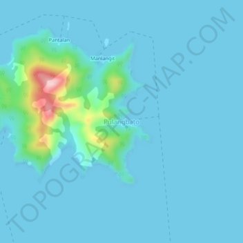 Mappa topografica Pulangbato, altitudine, rilievo