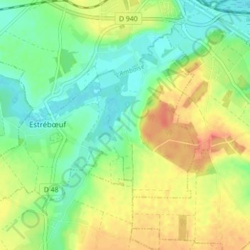 Mappa topografica Drancourt, altitudine, rilievo