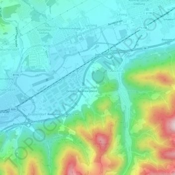 Mappa topografica Pötschach, altitudine, rilievo