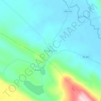 Mappa topografica Ninantaya, altitudine, rilievo