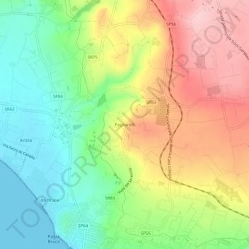Mappa topografica Pagliarelli, altitudine, rilievo