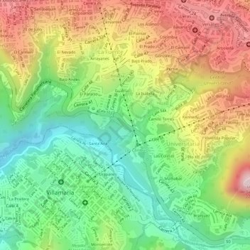 Mappa topografica Palo negro, altitudine, rilievo