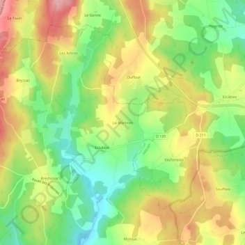 Mappa topografica Le Martinet, altitudine, rilievo