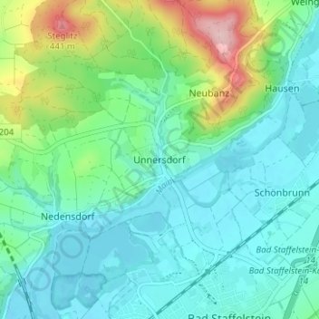 Mappa topografica Unnersdorf, altitudine, rilievo