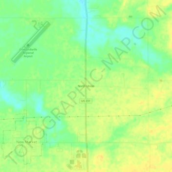 Mappa topografica North Union, altitudine, rilievo