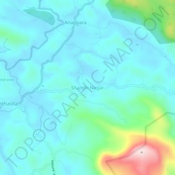 Mappa topografica Shanthi Nagar, altitudine, rilievo