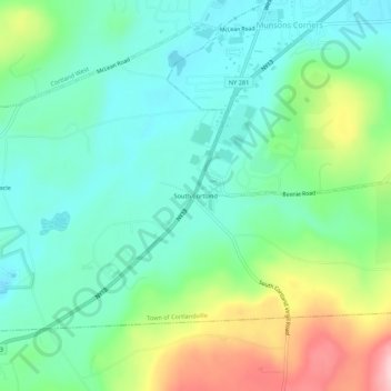 Mappa topografica South Cortland, altitudine, rilievo