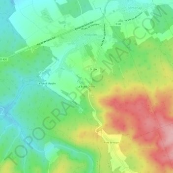 Mappa topografica Le Rond Cheine, altitudine, rilievo