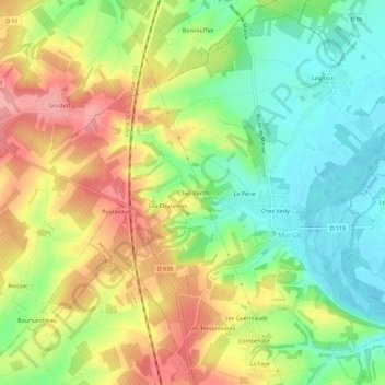 Mappa topografica Chez Bertit, altitudine, rilievo