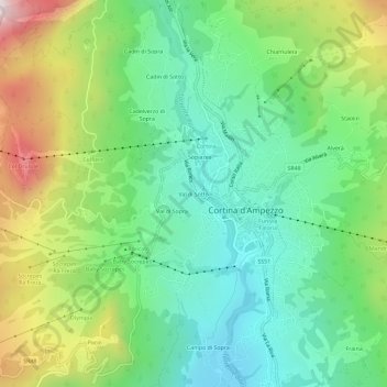 Mappa topografica Val di Sotto, altitudine, rilievo