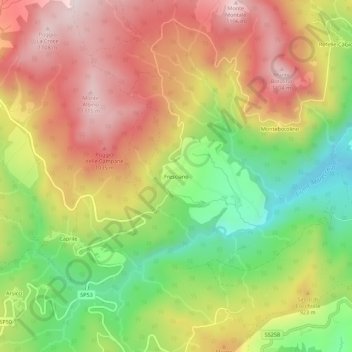 Mappa topografica Fresciano, altitudine, rilievo