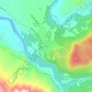 Mappa topografica Ralco, altitudine, rilievo