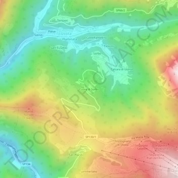 Mappa topografica Cuore di Sorbo, altitudine, rilievo