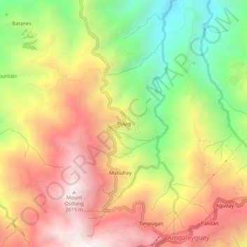 Mappa topografica Pulag, altitudine, rilievo
