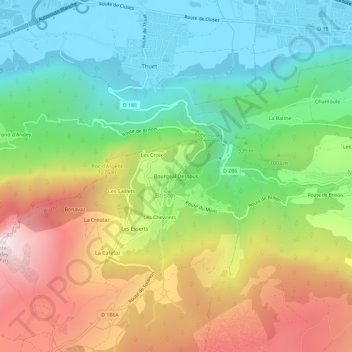 Mappa topografica Bourgeal Dessous, altitudine, rilievo