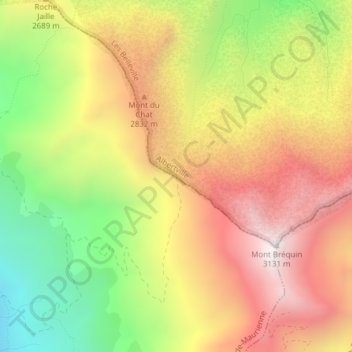 Mappa topografica Col de la Vallée Étroite, altitudine, rilievo