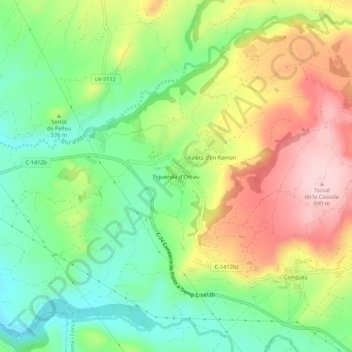 Mappa topografica Figuerola d'Orcau, altitudine, rilievo