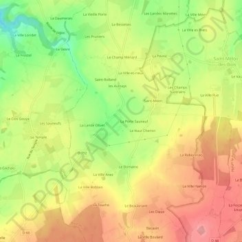 Mappa topografica Olivet, altitudine, rilievo