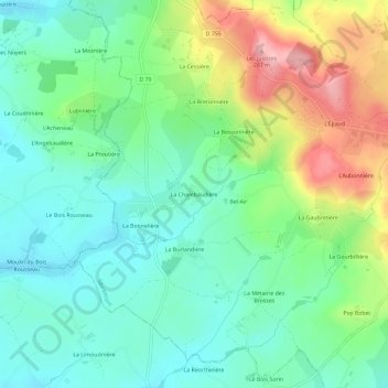 Mappa topografica La Chambaudière, altitudine, rilievo