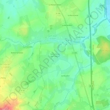 Mappa topografica Notre-Dame des Champs, altitudine, rilievo