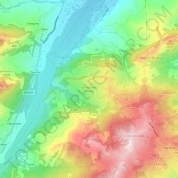 Mappa topografica San Michele Cavana, altitudine, rilievo