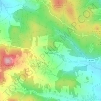 Mappa topografica Sonnleiten, altitudine, rilievo