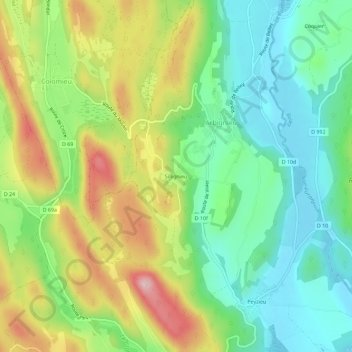Mappa topografica Sillignieu, altitudine, rilievo
