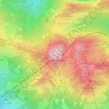 Mappa topografica Wendelstein, altitudine, rilievo