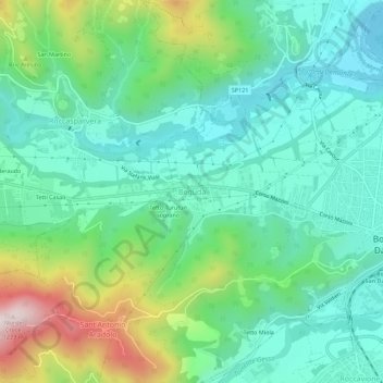 Mappa topografica Beguda, altitudine, rilievo