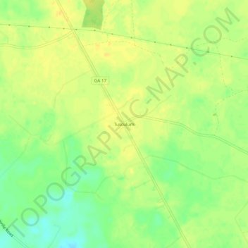 Mappa topografica Tusculum, altitudine, rilievo