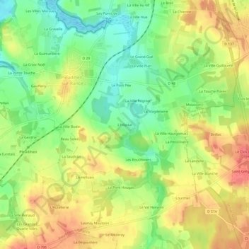 Mappa topografica L'Hôpital, altitudine, rilievo
