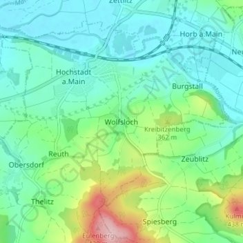 Mappa topografica Wolfsloch, altitudine, rilievo